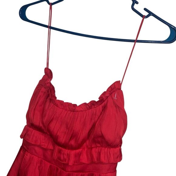 462. Saints + secret Romantic Gathered Bust Open Back Romper Red size Large - Picture 5 of 11